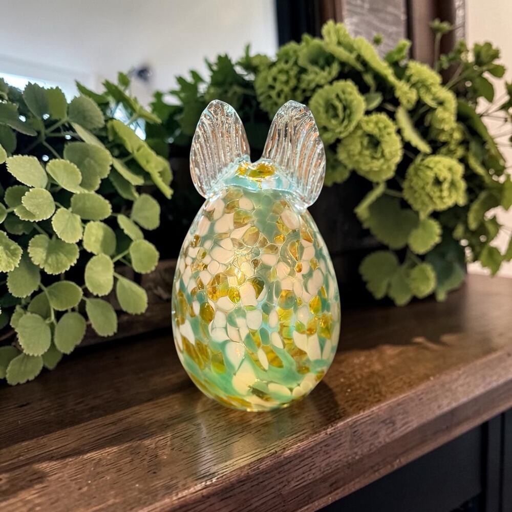 Vintage Italian Style Art Glass Egg Vase Patchwork Confetti MCM Decor